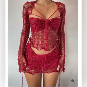Dazzling crochet 3 piece top including shrug  chacha NO SKIRT